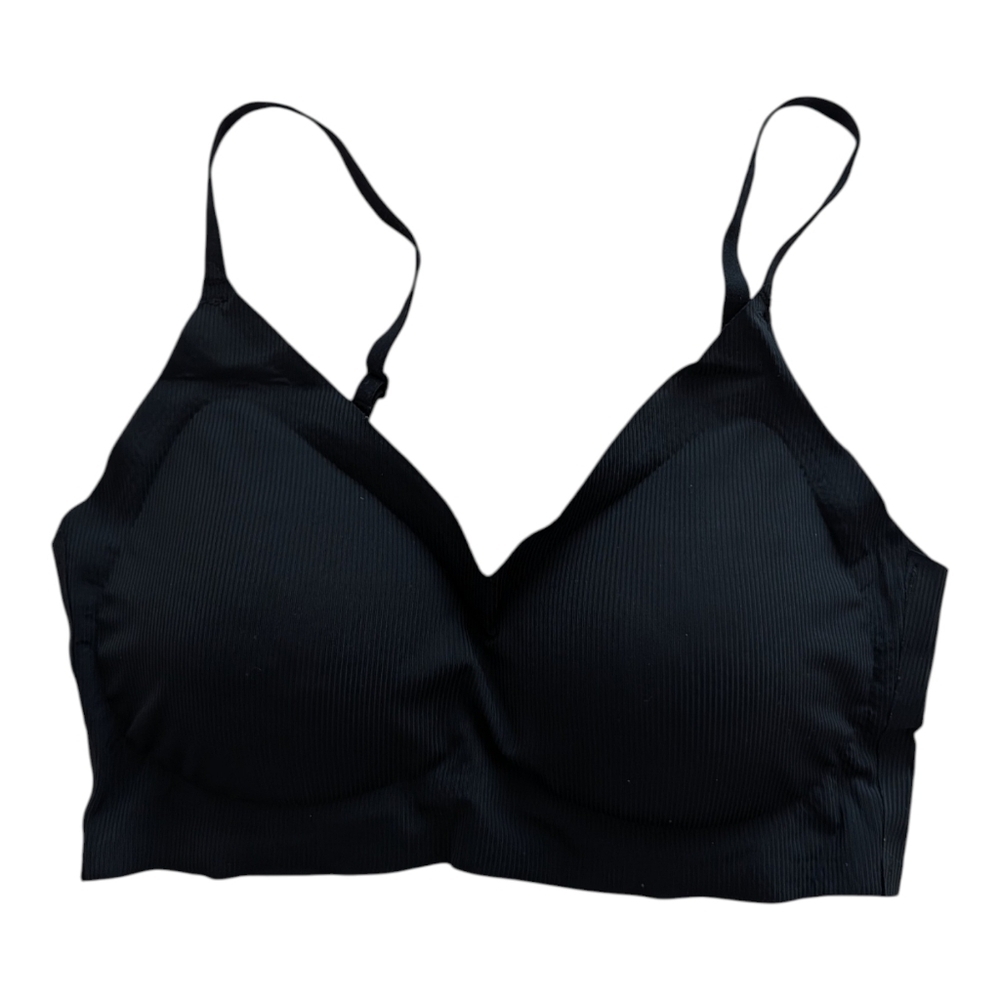 NWOT SHEIN Women's Black Ribbed Wireless Everyday Bra Size L